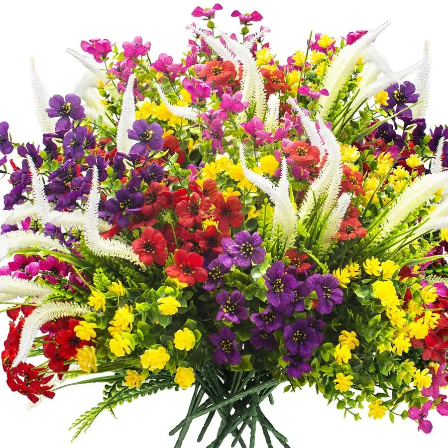 

Artificial Flowers Outdoor UV Resistant, 20Pack Weatherproof FadeResistant Fake Hanging Plants for Garden Porch Decor Realistic