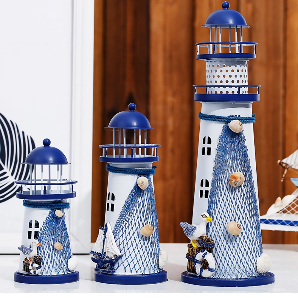 LED Lighthouse Handmade Mediterranean Nautical Color Changing Friends Iron Wonderful gift