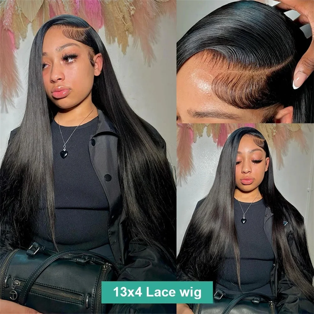 30 32 Inch Bone Straight 13x6 HD Transparent Lace Frontal Wigs Remy Human Hair Pre Plucked 13x4 Lace Front Wig For Black Women image 3