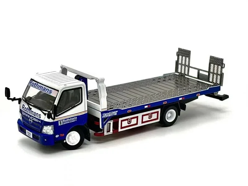 Unikalny model 1:64 Hino 300 Dutro Przyczepa z pełną podłogą Policja / Rothmans RHD Limited 500 Diecast Model samochodu