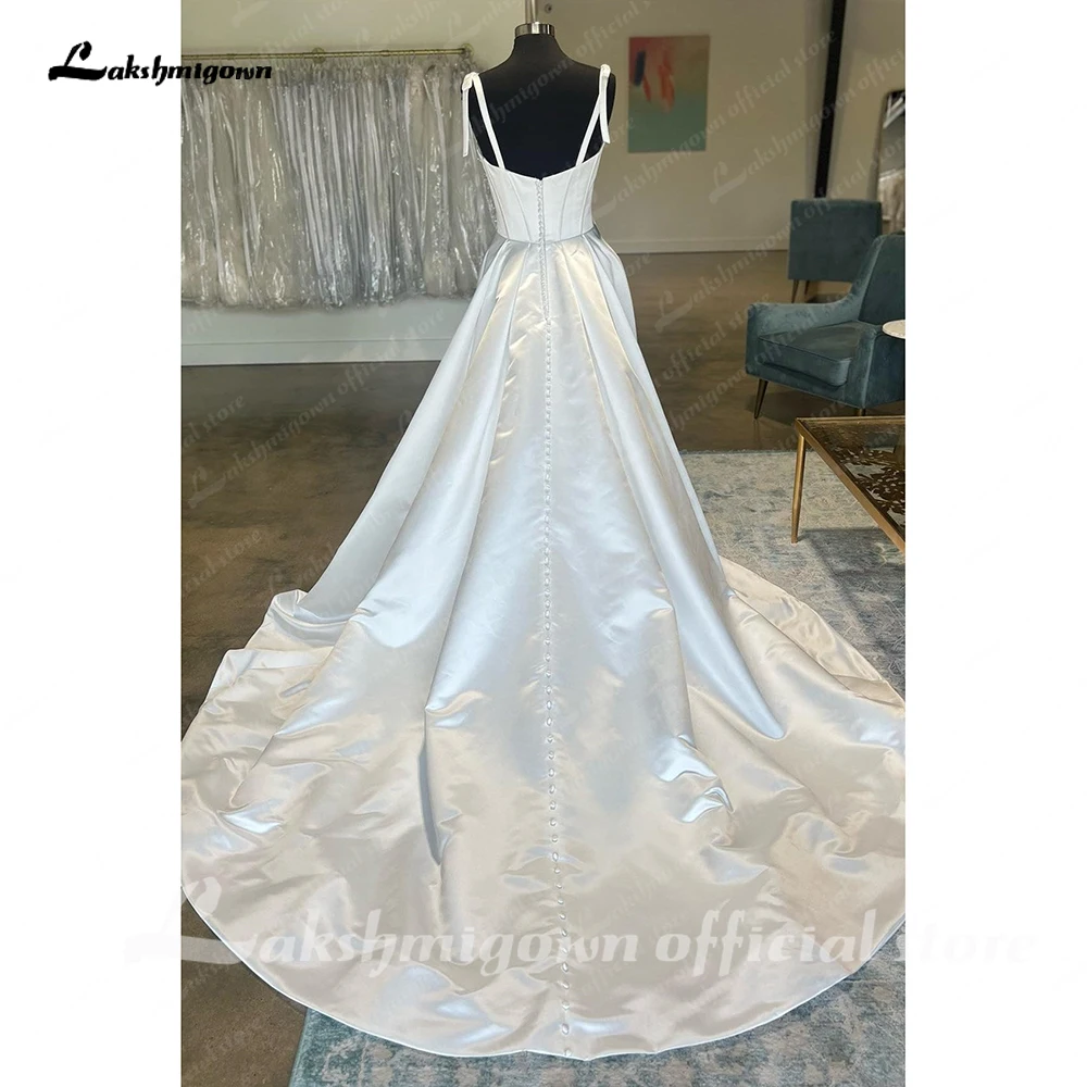 Lakshmigown Princess Satin Wedding Dress for Women 2023 Sweetheart A Line Bridal Gowns Court Train Vestido de Boda