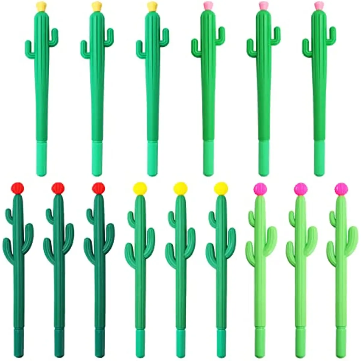 24 Pcs Cactus Shaped Roller Pens with Flower Cactus Gel Ink Pens Cactus Writing Tools for Home School Office Supplies