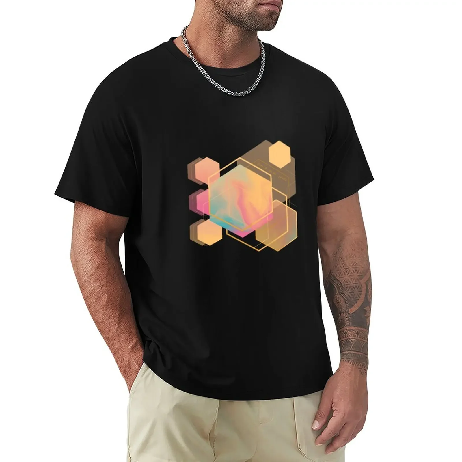 build your power dreamy geometric hexagons T-Shirt oversized Blouse T-shirts men cotton Graphic Streetwear Short Sleeve Birthday