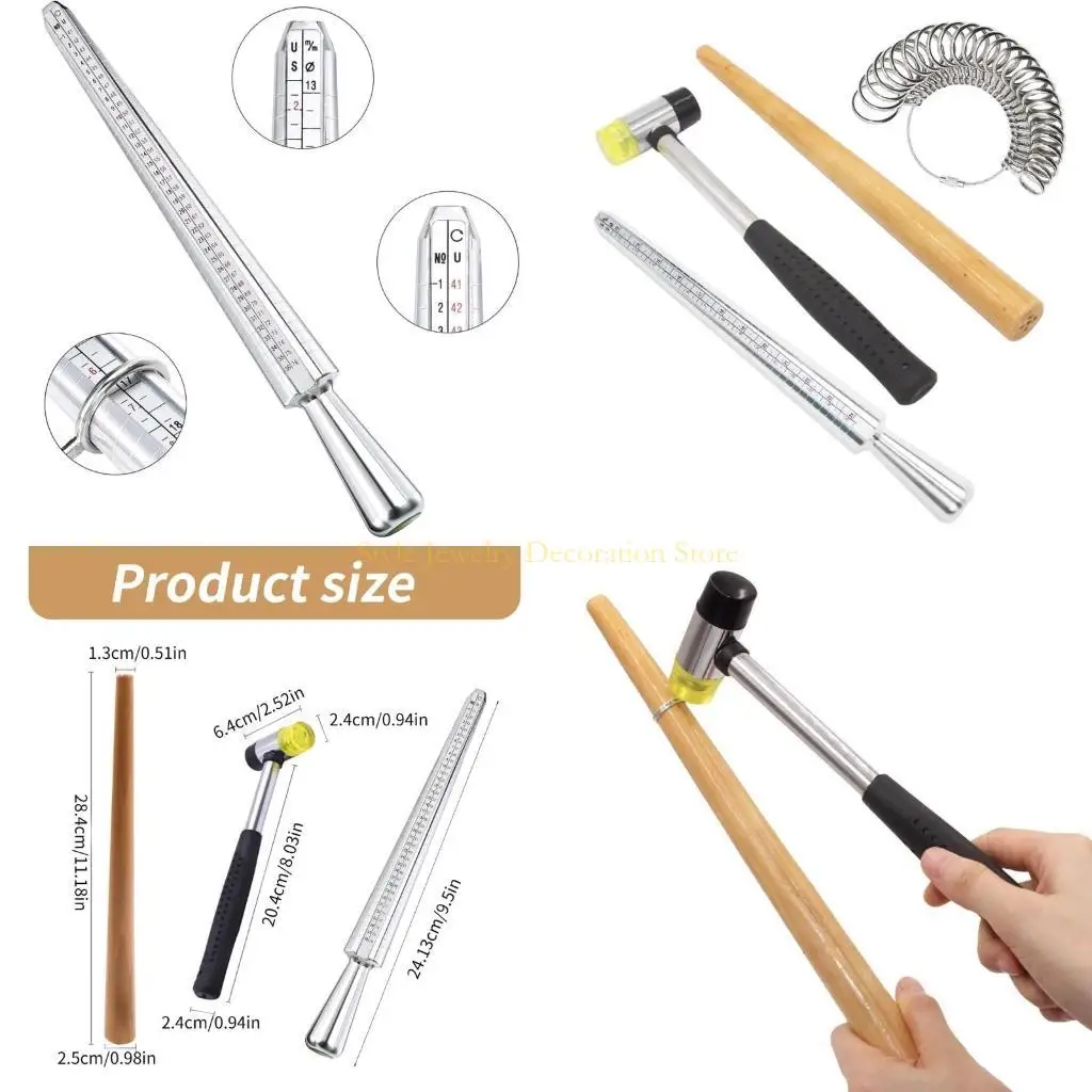 

D46E Multifunction Jewelry Rings Sizer and Mandrel Set for Precise Measurements