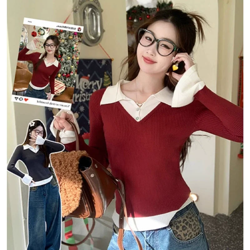 

Женский стильный весенний свитер с рукавами-бабочками и V-образным вырезом, светло-голубой, из воздушного шифона и трикотажа, элегантный, свободного кроя