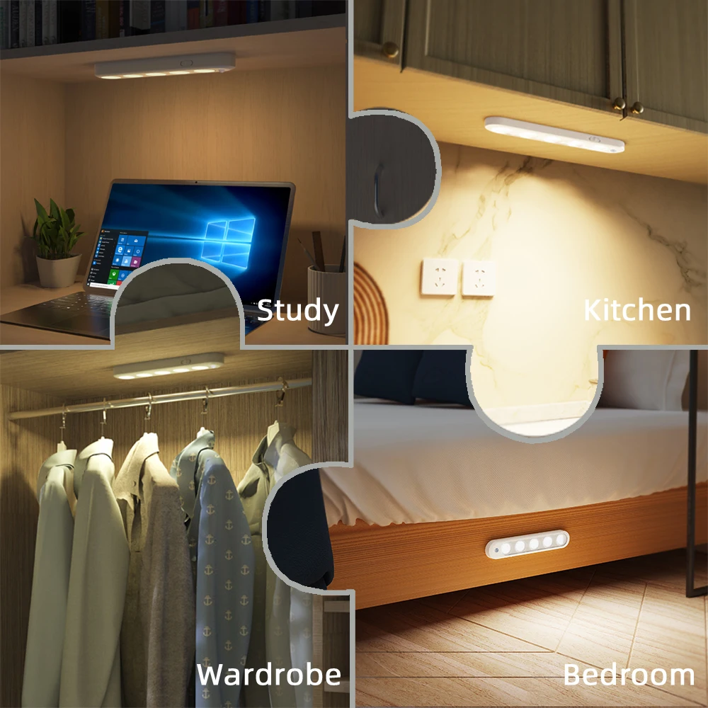 5 Color 2700K-6500K LED Light Cabinet Lamp PIR Motion Sensor AA Battery Wireless USB Cabinet Kitchen Lighting Night lights