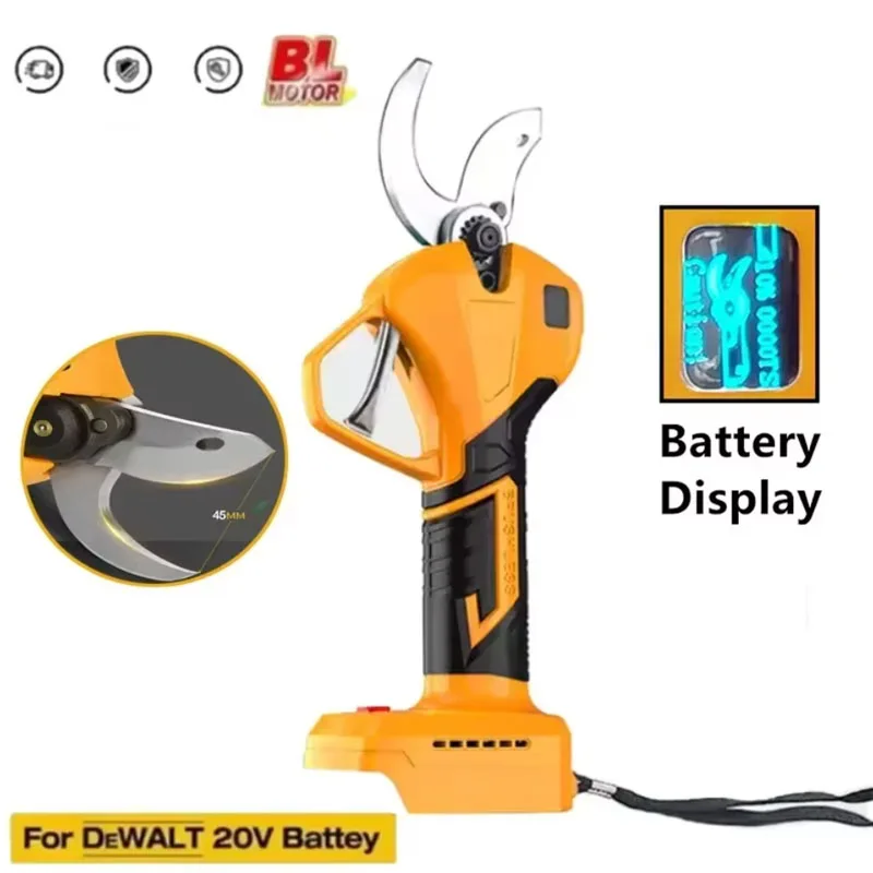 Fit for Dewalt 20V Battery Brushless Scissor Cordless Pruner Shears Electric Branches Cutter Pruning Garden Power Tools