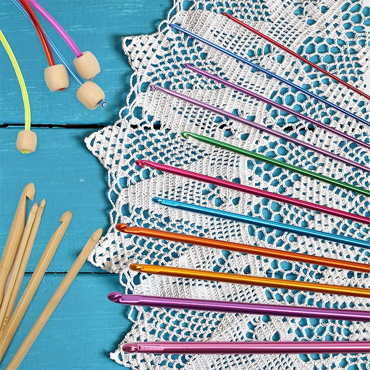 11Pcs/pack Colorful Iron 27cm Crochet Hooks Tunisian Afghan Knitting Needles Set Household Handmade Knitting Crochet Tool