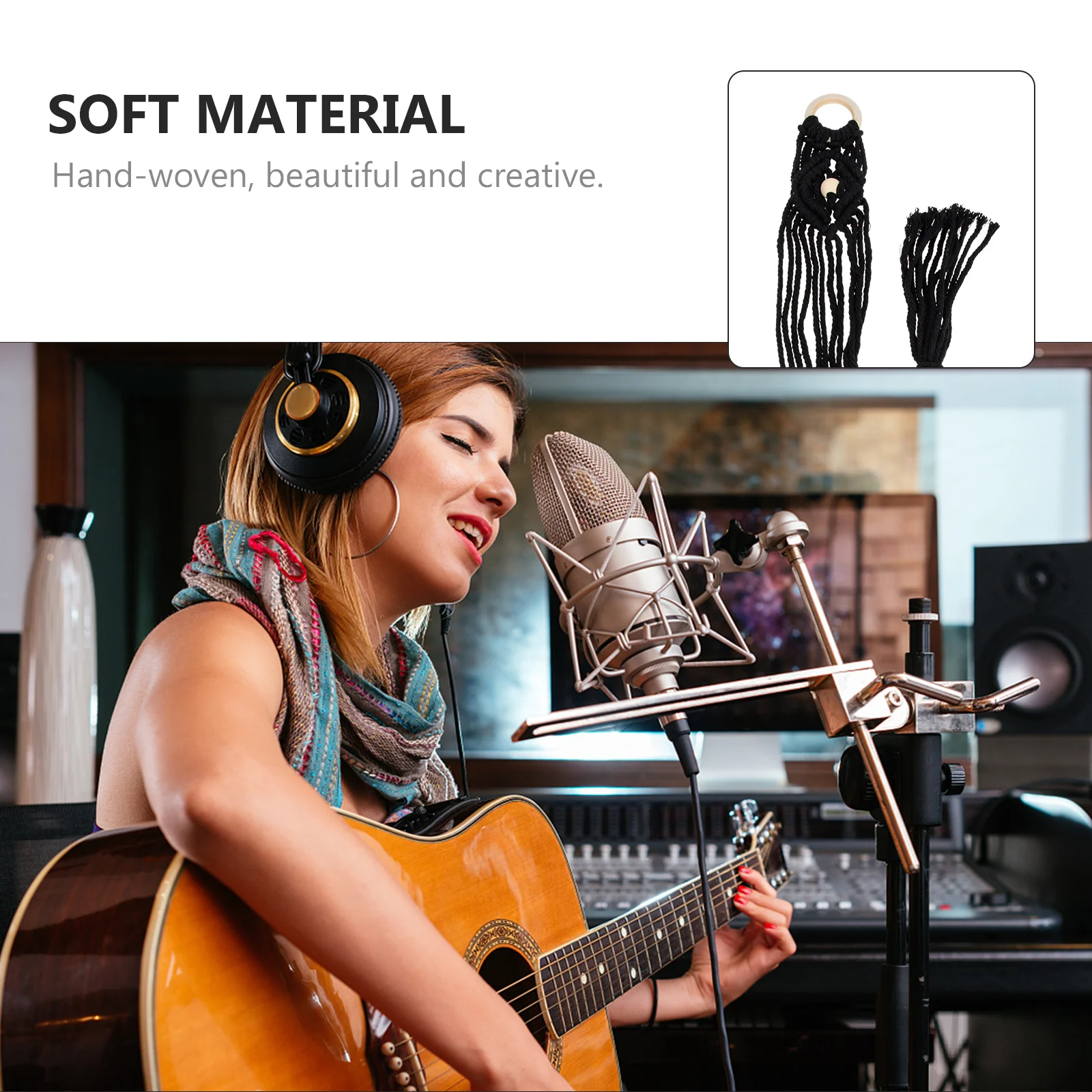 

Macrame Ukulele Hanger Handwoven Cotton Rope Guitar Wall Mount Decor Practical Storage Holder for Home Indoor Use