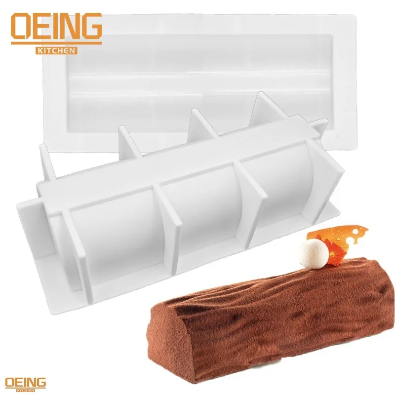 Moules en Silicone pour bûches De noël, pour la cuisson De Fondant, Mousse, Dessert, chocolat doux, pâtisserie, outil De décoration, Moule Buche De Noël