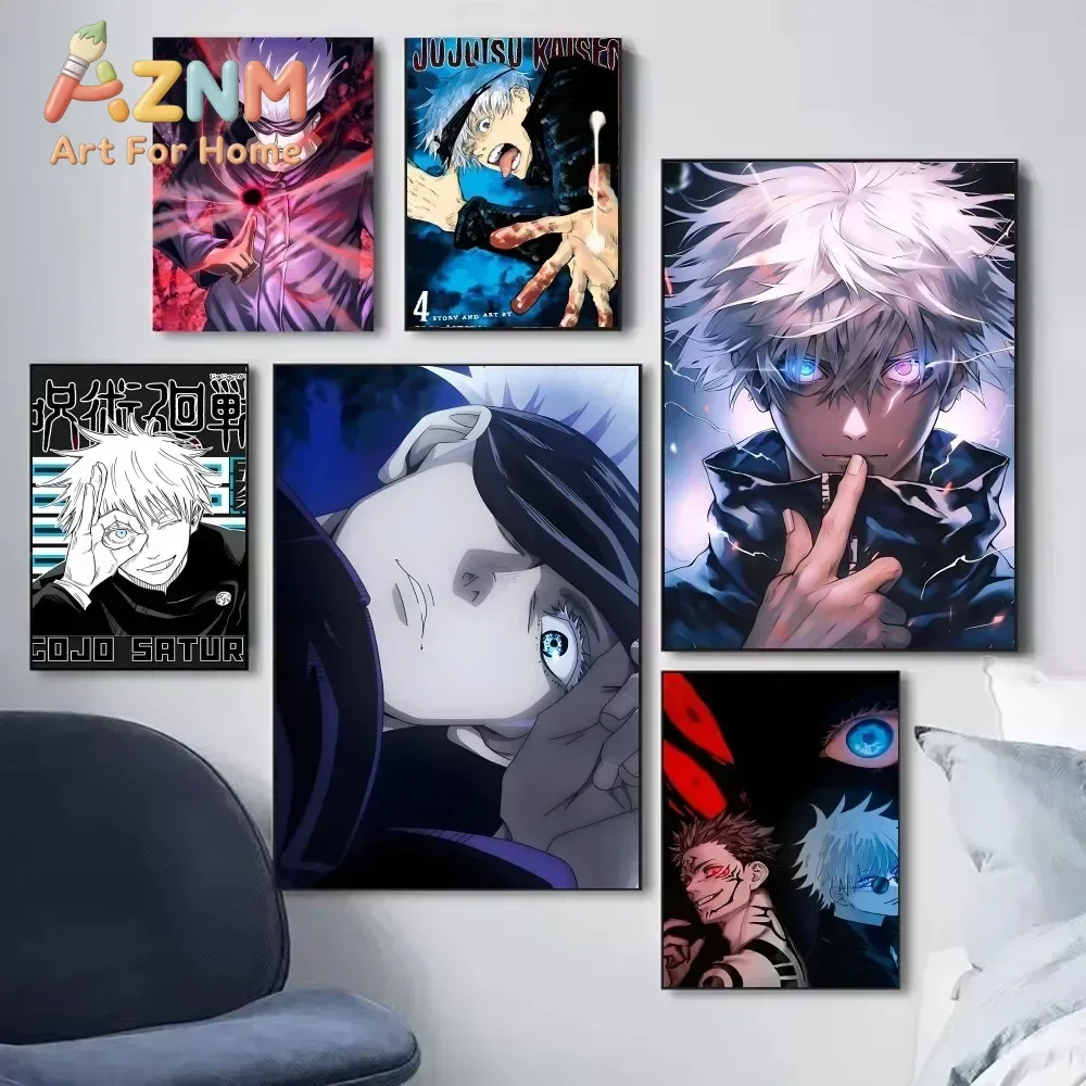 AZNM Jujutsu Kaisen Anime Canvas Wall Art Satoru Gojo Sukuna Manga Character Canvas Print Bedroom Home Decor Poster