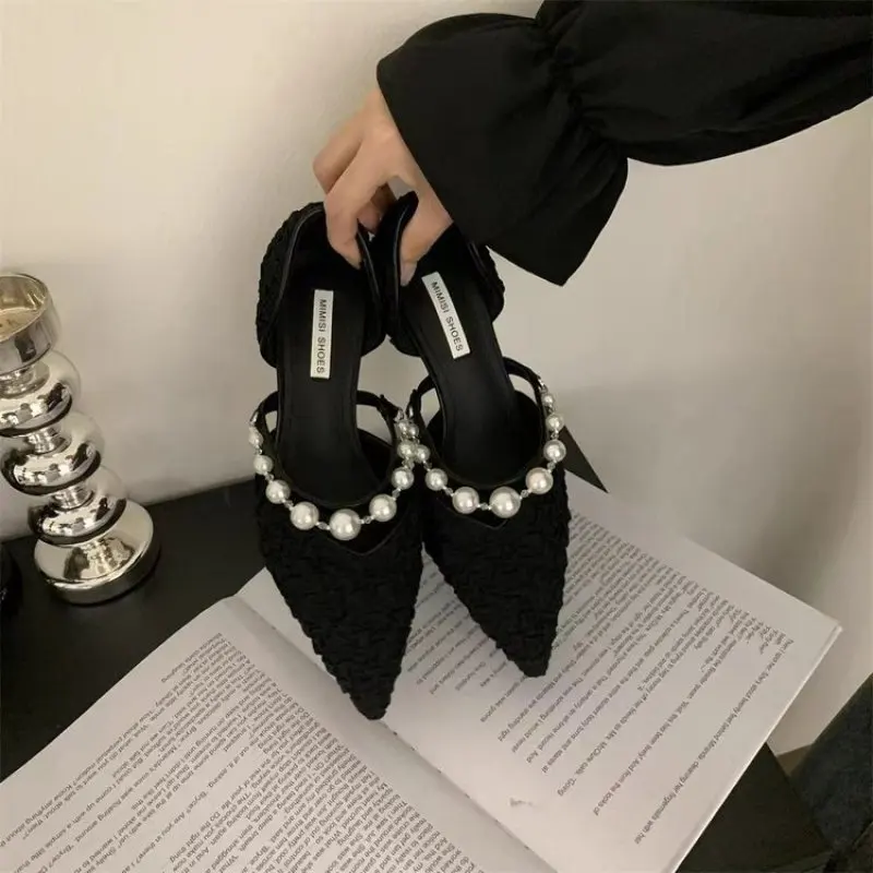 NEW Shoes For Women Heeled Sandals Pointed Toe Footwear Spring Casual Female Fashion Pearl Pumps Elegant Ladies High Heels Shoes