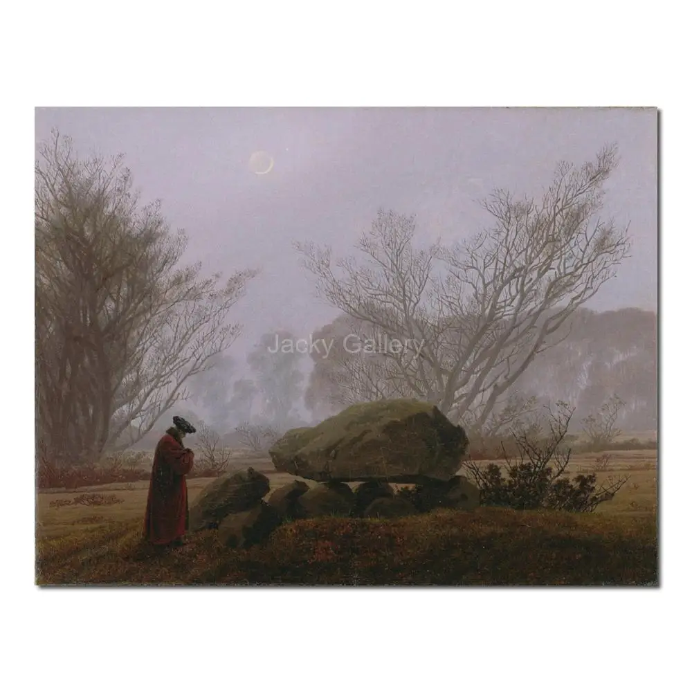 

Caspar David Friedrich Picture Walk Dusk Hand Painted Classical Oil Painting on Canvas for Retro Room Wall Decor