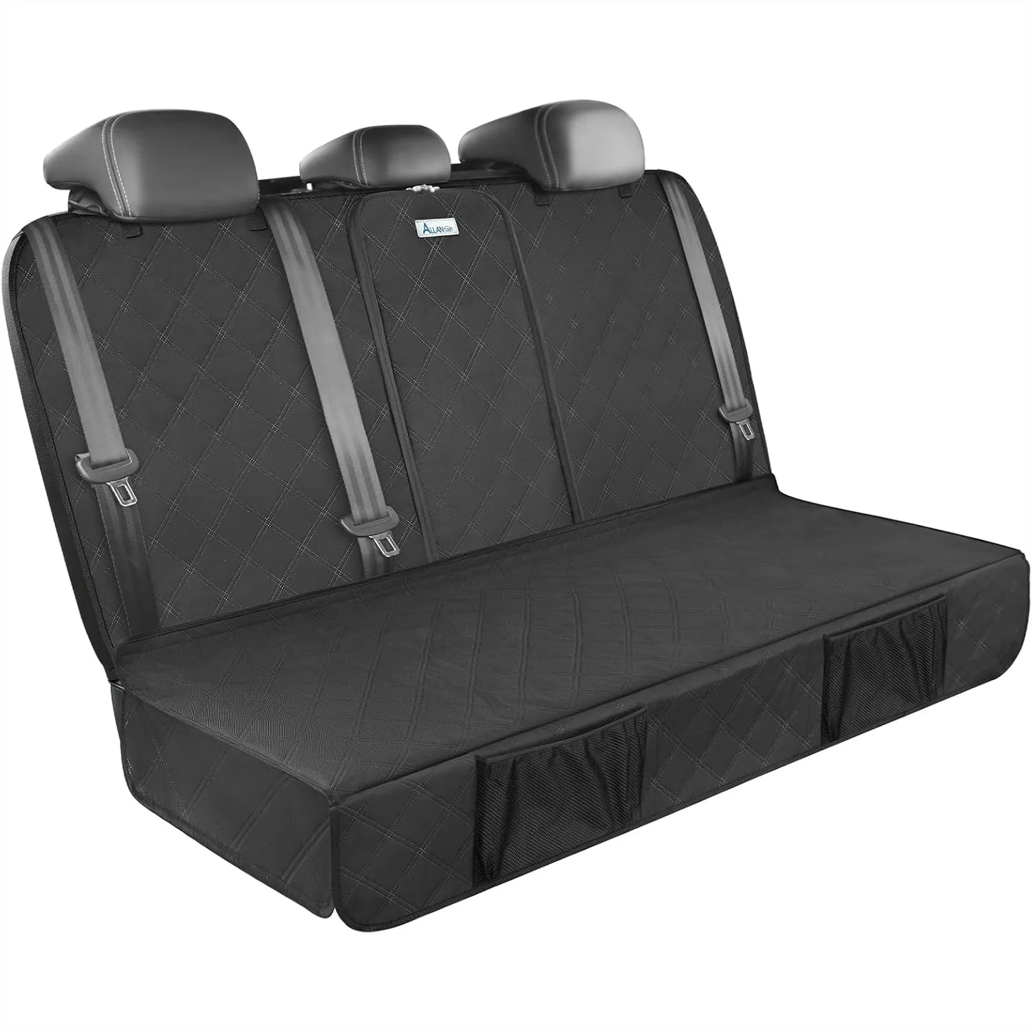 

900D Heavy Duty Waterproof Dog Back Bench Seat Cover for Cars SUVs Trucks, Nonslip Pet Seat Protector with 3 Seatbelts & Armrest