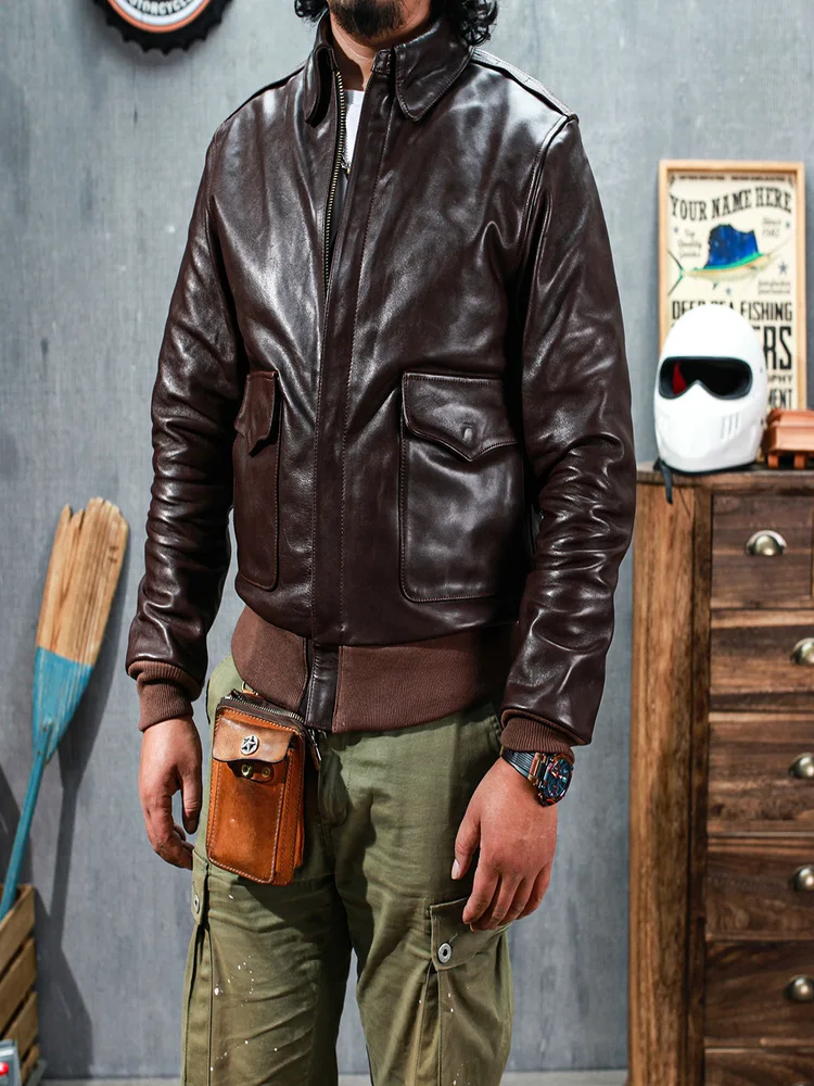 

SD980 Asian Size Super Quality Genuine Japan Horse Leather Horsehide Stylish Rider A2 Jacket