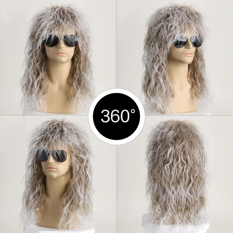 

Европейские и американские мужские парики: стильные, пушистые, коричневые, короткие, кудрявые парики из химического волокна, мужские кудрявые парики.