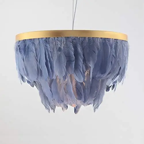 Lustre de style européen avec plume grise, lumière unique, métal, éclairage suspendu à LED, plafond moderne, confronlight