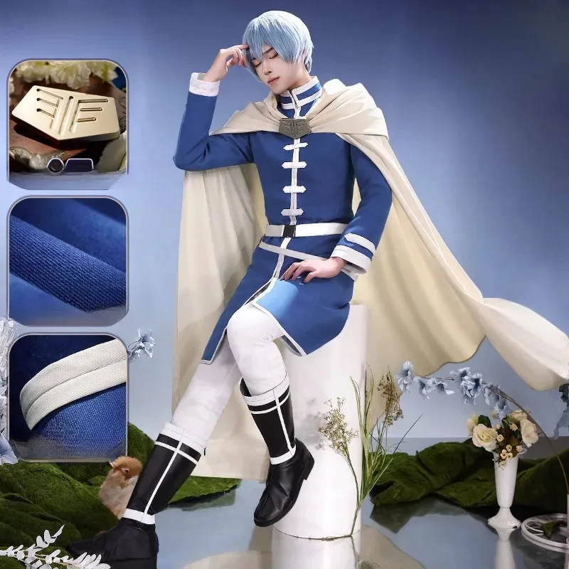 

Anime Frieren: Beyond Journey's End Himmel Cosplay Costume Cape Props Blue Uniform Full Set Halloween Party Carnival Dress Up
