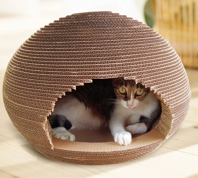 Corrugated Cat House with Star Spherical Cat Litter Scratching Board Cat Supplies for Sharpening Claws and Toy