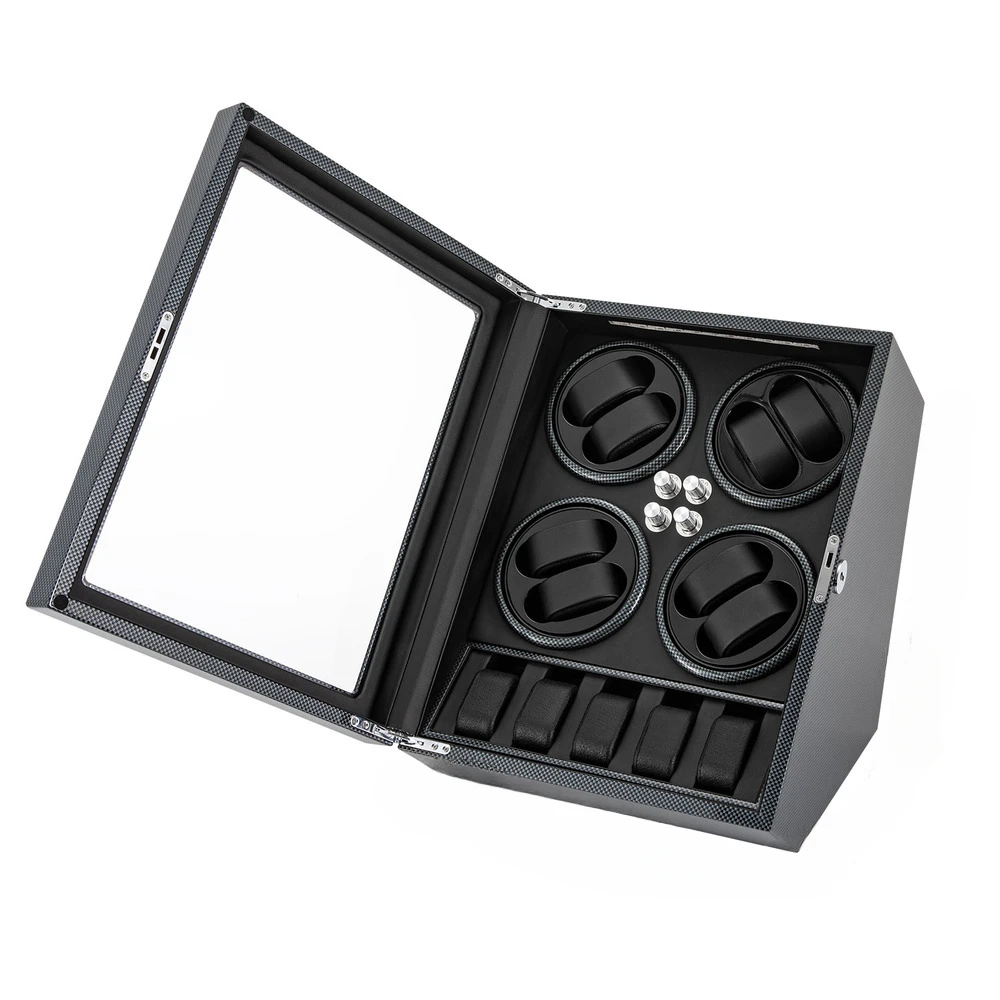 For Automatic Rotation 8 Watch Winder Box Soft Flexible Watch Pillows Watches Winder Display Storage Case Light LED