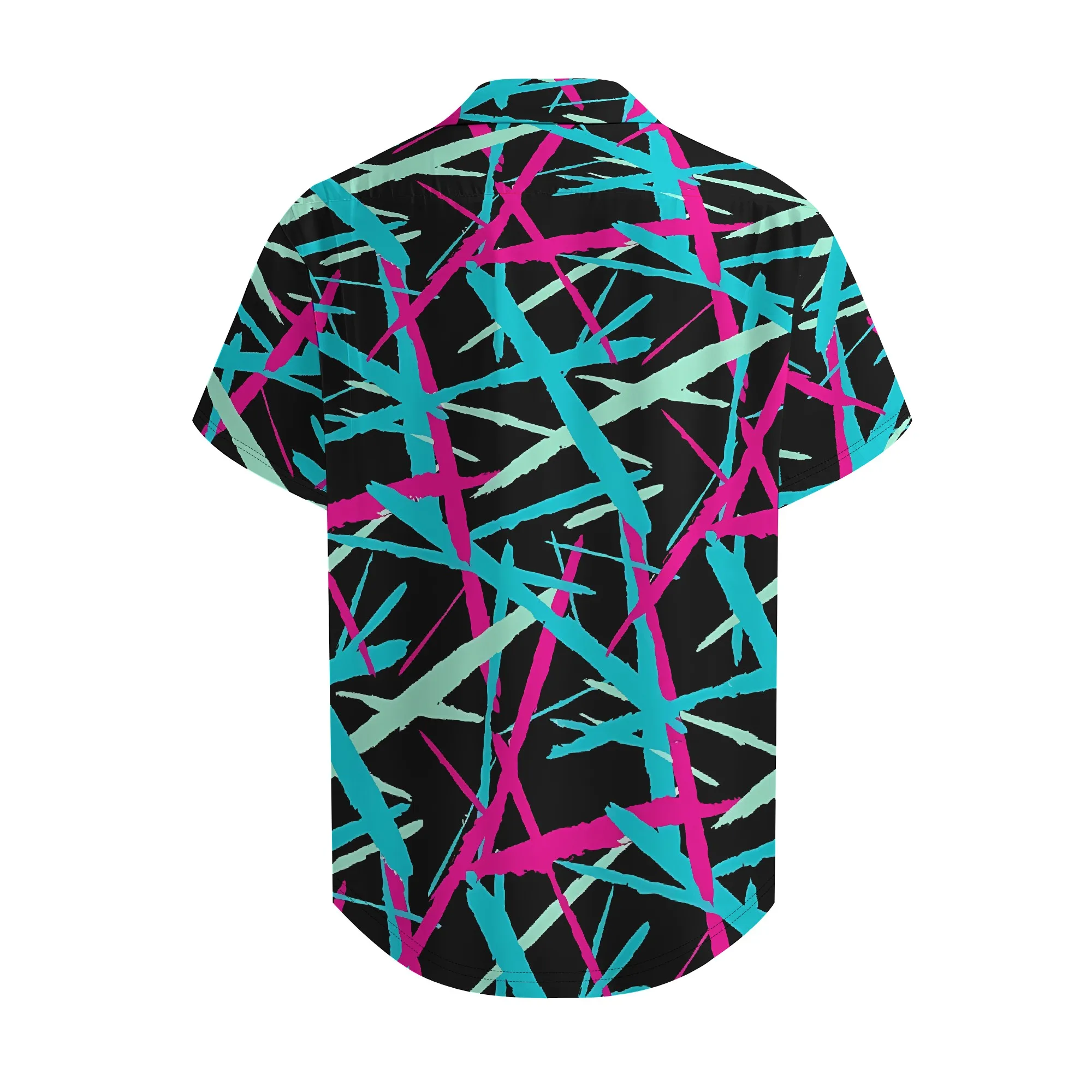 YEAE Camicia con stampa incrociata al neon per uomo Top estivo casual a maniche corte