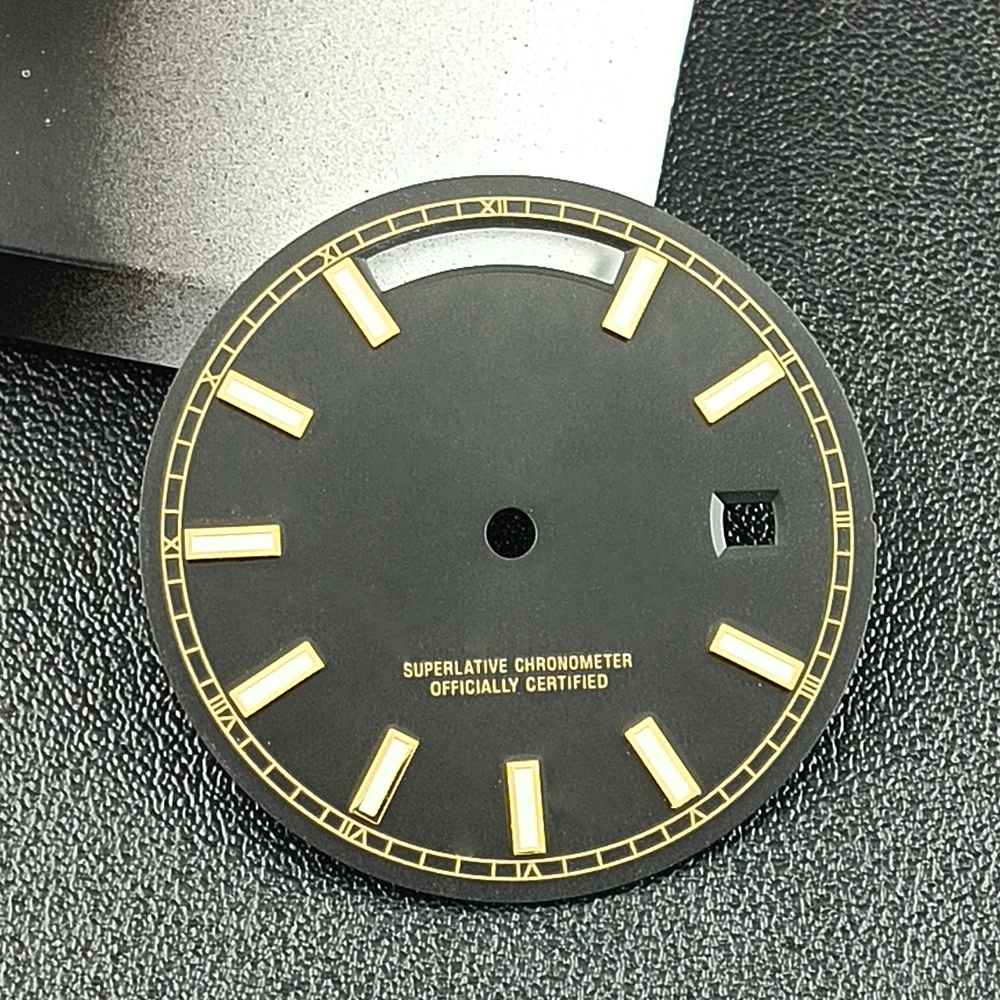 Miyota 8285 mostrador 31mm mostrador de relógio masculino logotipo personalizado mostrador verde luminoso adequado para acessórios de relógio