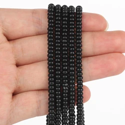 4x2mm Natuarl Stone Black Onyx Abacus Beads Flat Round Disc Loose Spacer Beads for DIY Bracelet Jewelry Making Accessories 15''