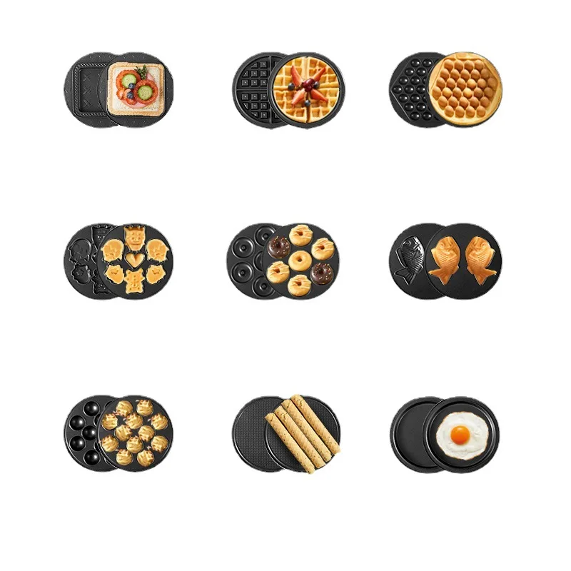 الأوروبي 9 في 1 التحكم في درجة الحرارة المحمولة صناع الساندوتشات محمصة الخبز فرن شواية كهربائية آلة ساندويتشيرا صناع الوافل