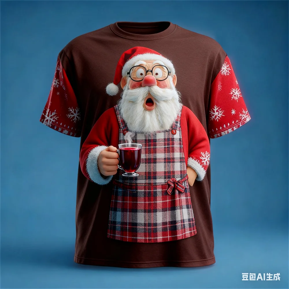 Christmas Men's T-shirt Santa Claus Pattern Prints Men's women's Round neck T-shirt New Year graphic t shirts new in tops & tees