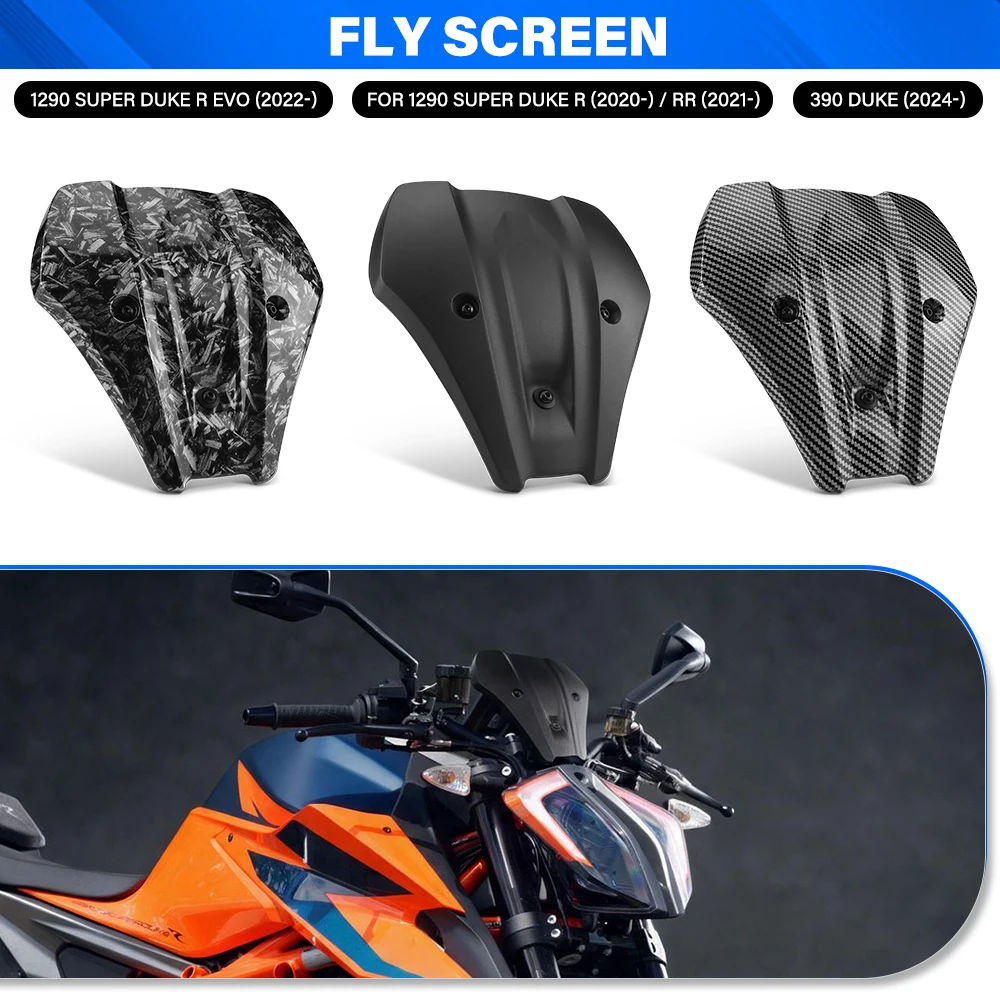 For 1290 Super Duke R EVO 1290 SuperDuke RR 2022- Motorcycle Windshield Small Fly Screen For 390 Duke 2024- Windscreen Fairing