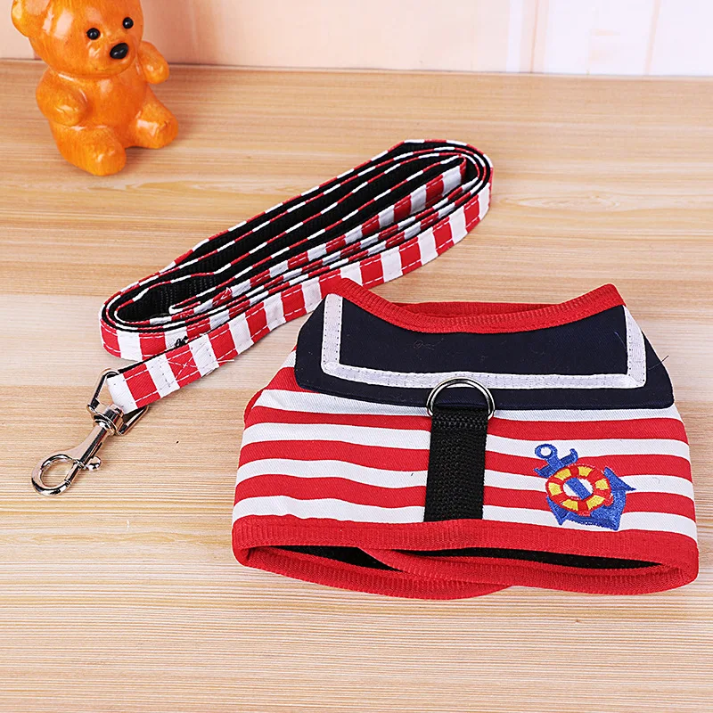 1pc Pet Dog Clothes Soft Navy Style Leash Set For Teddy Pomeranian Chihuahua Dog Supplies Collar Cat Pet Dog Chest Strap Leash