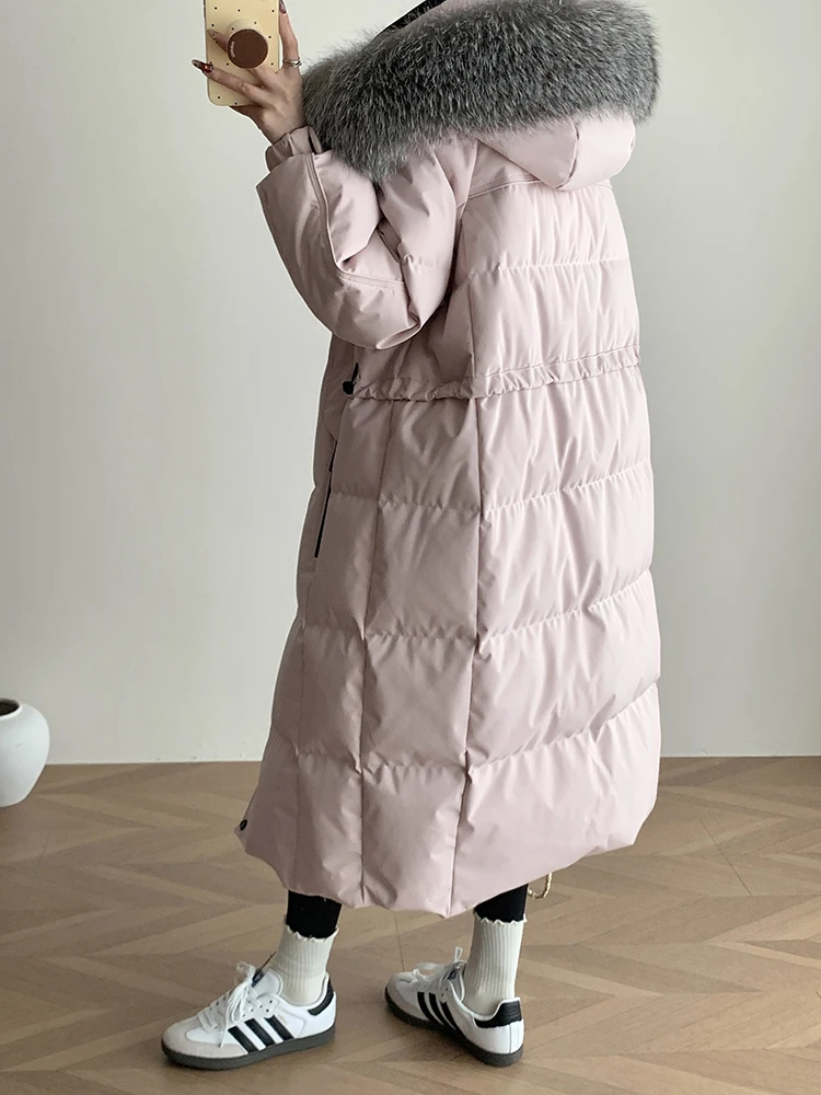 Vrouwen Winter Warm Echte Natuurlijke Zilveren Vos Bontkraag Witte Ganzendons Jassen Outdoor Puffer Jassen Dikke Jas Vrouwelijke Uitloper