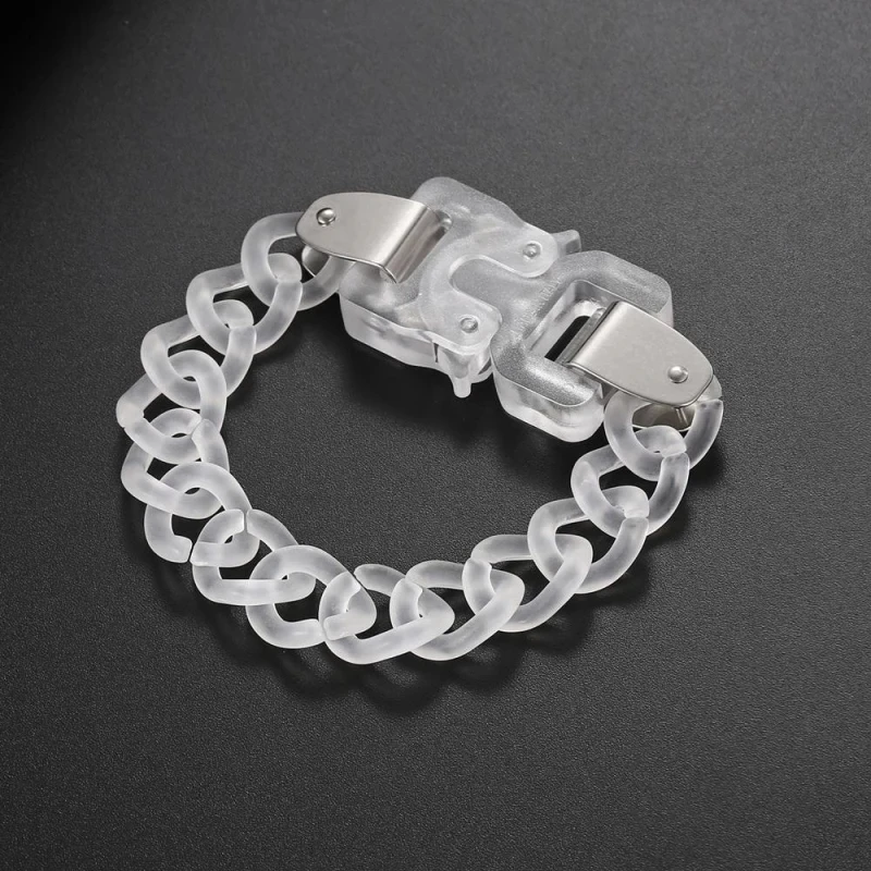 جديد ماتي شفافة الاكريليك سلسلة قفل قلادة قلادة للنساء الرجال روك ربط مشبك المختنق سوار الهيب هوب مجوهرات الحفلات