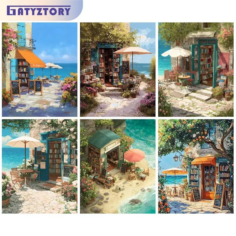 

GATYZTORY Diy Painting By Numbers For Adults House Landscape Coloring By Numbers Islands Paint On Numbers For Home Decors