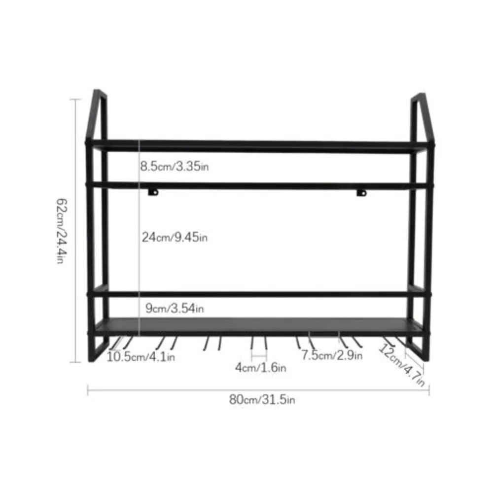 Bymaocar Wall Mounted Wine Glass Storage Rack Industrial Style,rectangle Bottle Holder,bar Display Shelve Black Wear-resistant