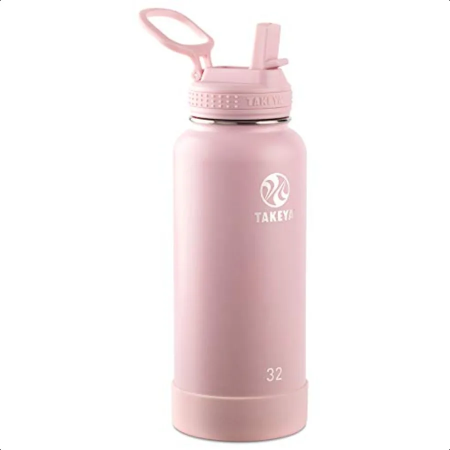 

Actives Water Bottle with Straw Lid Durable EasyCare Water Bottle with Stainl Steel Insulation BPAFree Lid with Carry Handle St