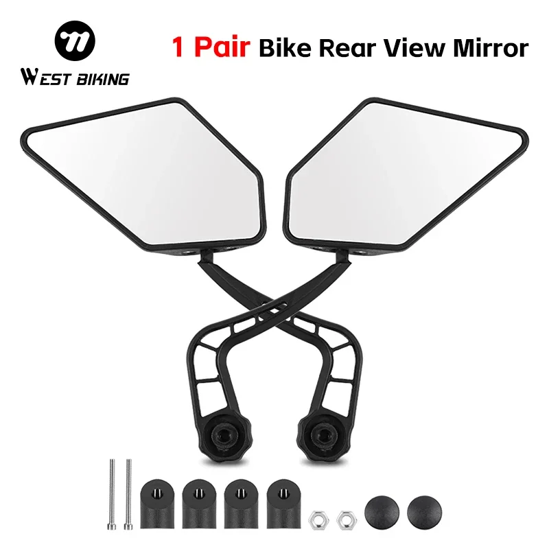 

WEST BIKING 1Pair Bicycle Rear View Mirror HD Wide Angle Flexible Bike Handlebar End Mirror Scooter MTB Bike Mirror Accessories