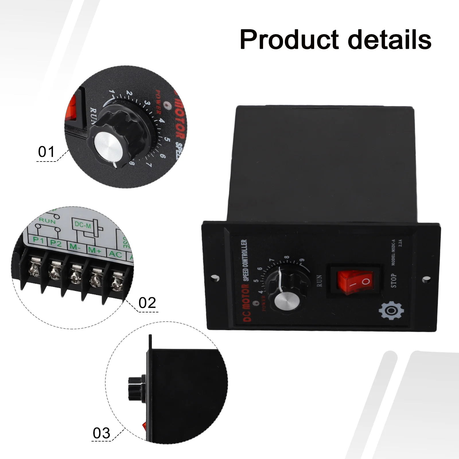 1pc 500W DC Motor Speed ​​Controller AC 110V To DC 90V Forward Reversible Regulator 90VDC 3.2x2.1 Inch Motor Speed ​​Control