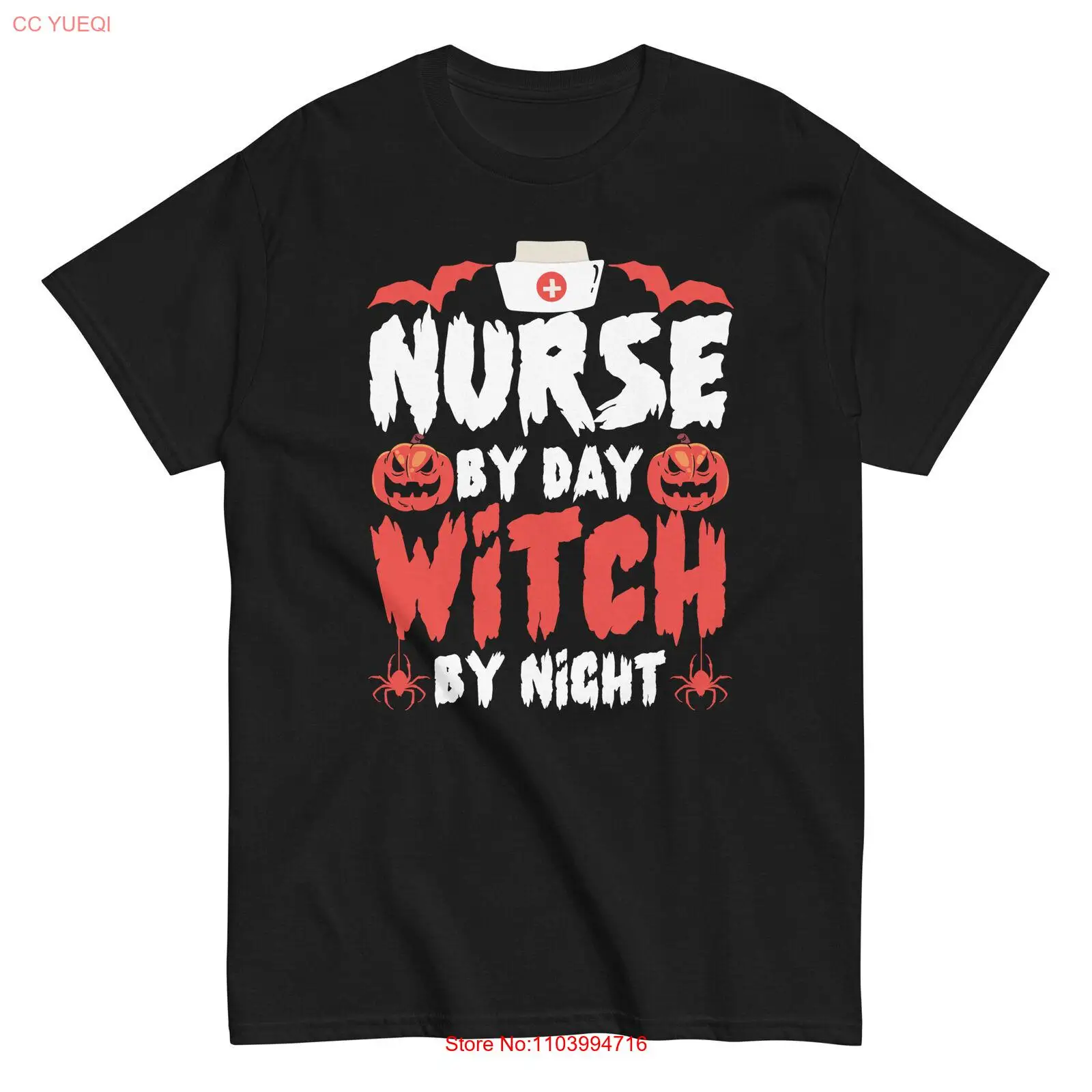 Halloween Costume | Front Liner Nurse By Day Witch By Night Spooky Nurse T-Shirt