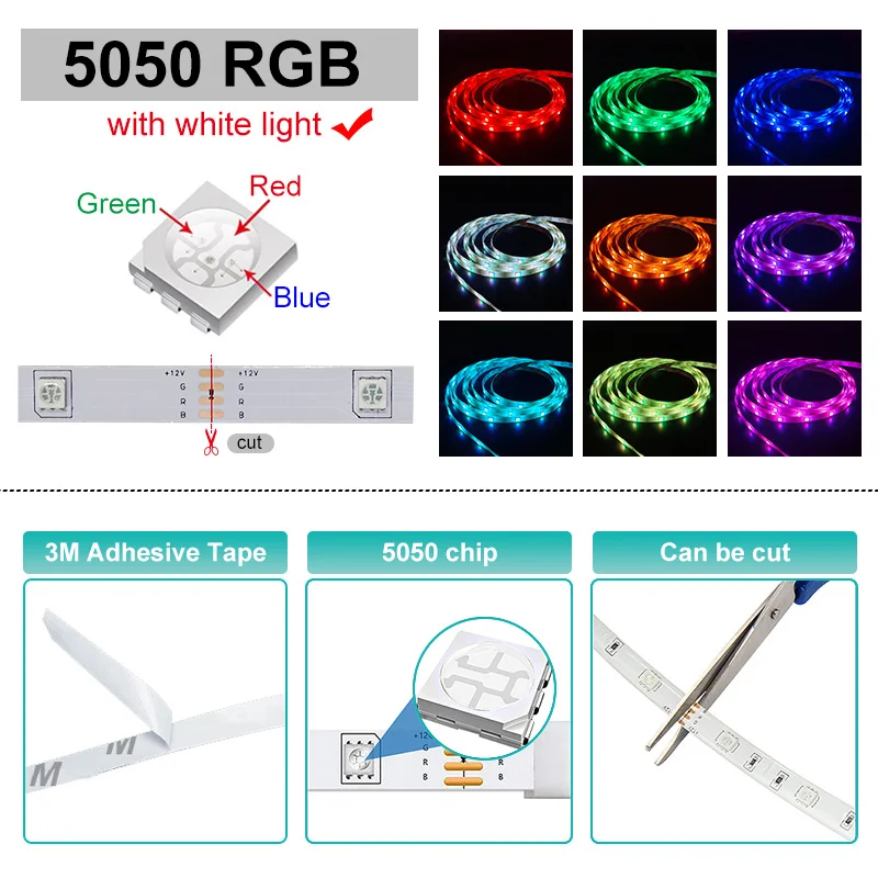 5050 światła Led na Wifi paski Bluetooth Flexibele Rgb 30 leds/m RGB taśmy lampy DC 12V podświetlenie taśmy mural chambr Tv Thuis Decoratie