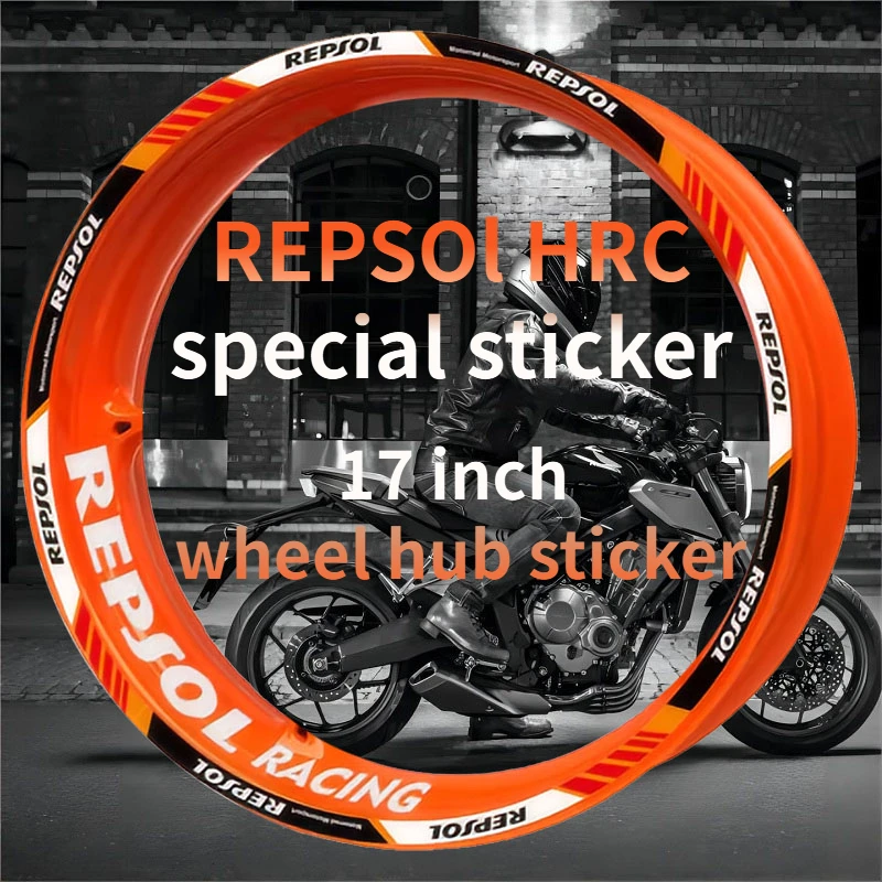 For Repsol HRC CBR CB 17 Inches Reflective Wheel Tire Motorcycle Accessories Modification Sticker Hub Decals Rim Stripe Tape