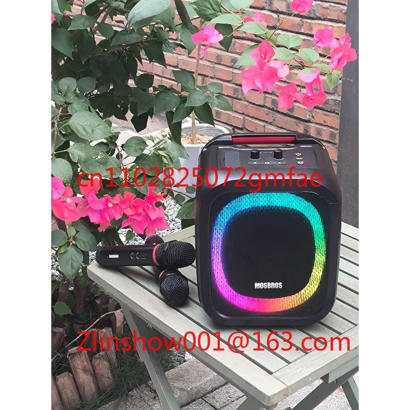 7k Singing Machine 70W Power Two Wireless Microphones Outdoor Party Speaker 5 RGB Lights TWS Interconnection