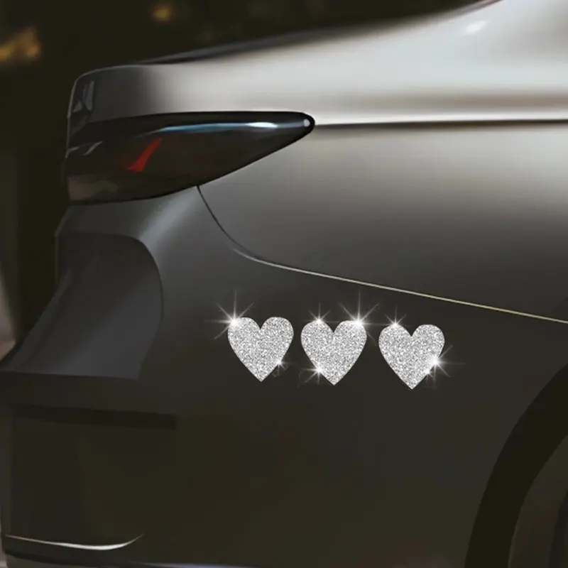 6 STKS LIEFDE Hart Glitter Auto Stickers Waterdichte Auto Achterruit Bumper Achteruitkijkspiegel Boot Vinyl Decals Motorfiets Decoratie