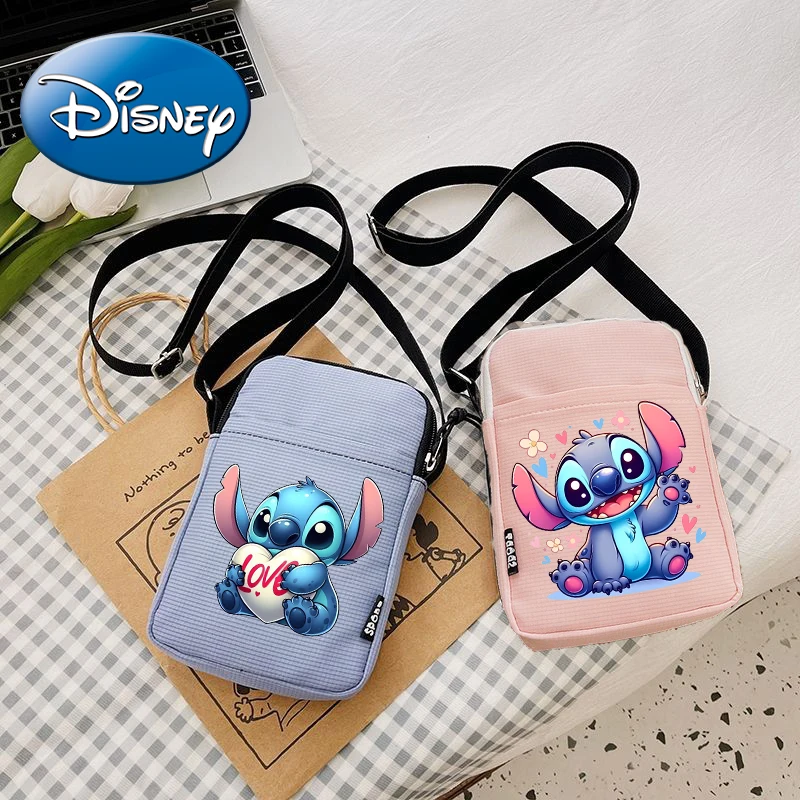 Disney Lilo & Stitch Women Shoulder Bag Crossbody BagsCanvas Small Female Bag Students Single Shoulder Mobile Phone Bags Handbag