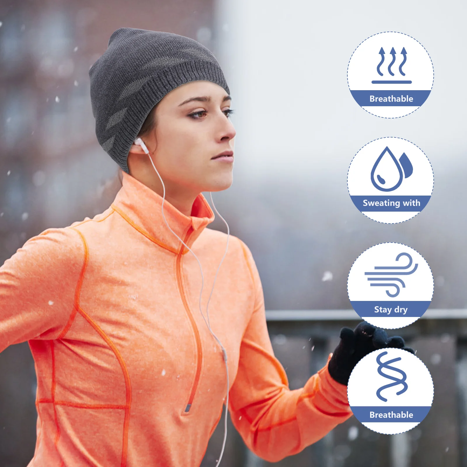 Reflecterende gebreide winddichte muts Buitensporten Warme muts Hardlopen Wandelen Vissen Tennis Reflecterende gebreide muts Warme buitenmuts