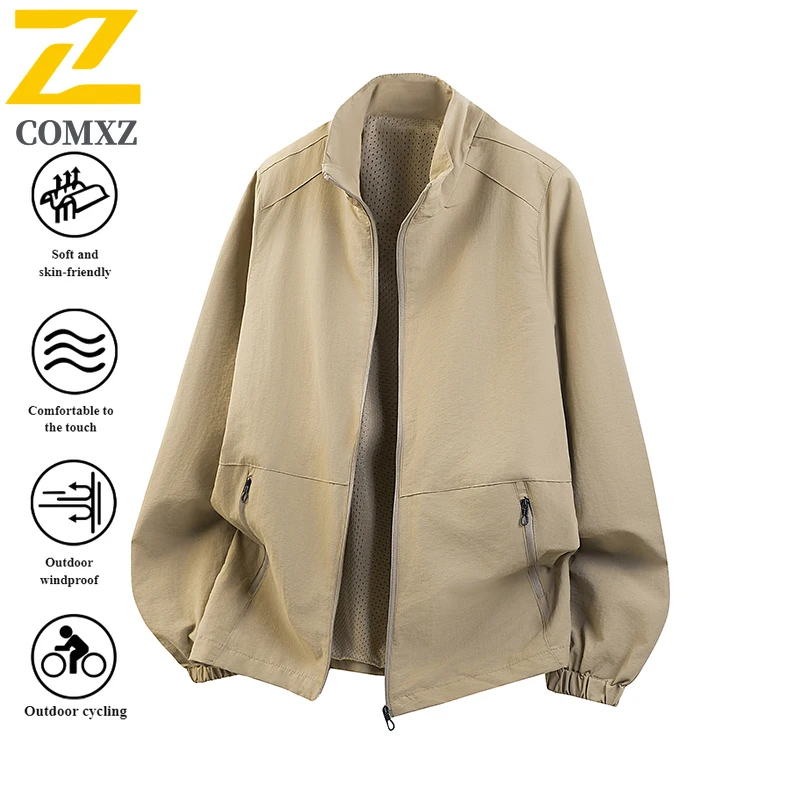 

Men's Outdoor Casual Jacket Windproof Waterproof Loose Fit Korean Style Spring Autumn Lightweight Breathable Hiking Travel Coat