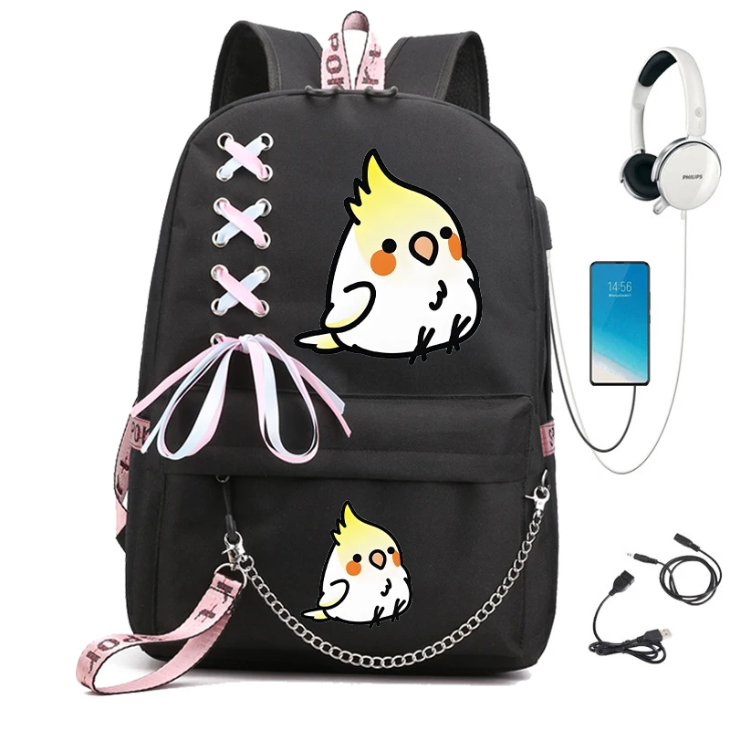 Mochila escolar impermeable con dibujos animados para niñas, bolsa de libros ligera con Usb, bonita