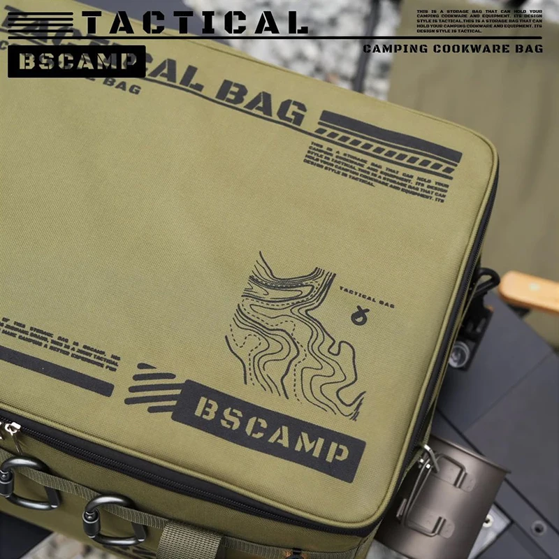 Large Capacity Insulated Storage Bag, Outdoor Camping Picnic Cooler Bag for Tableware Cookware Tactical Gear