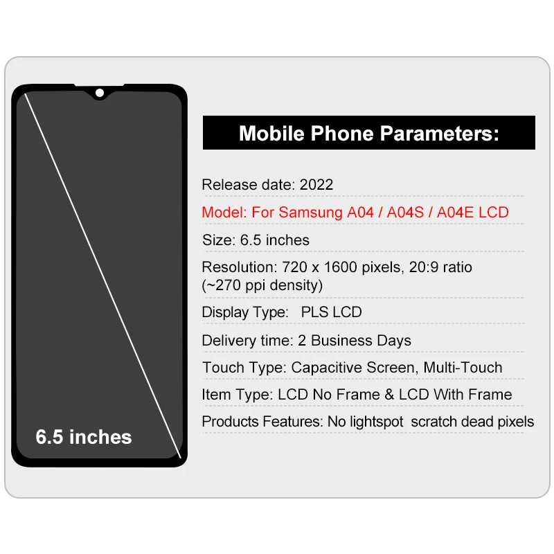 IPS For Samsung Galaxy A04E LCD A042F A04 Display A045 Touch Screen Digitizer For Samsung A04S LCD A047 A047F Repair Parta