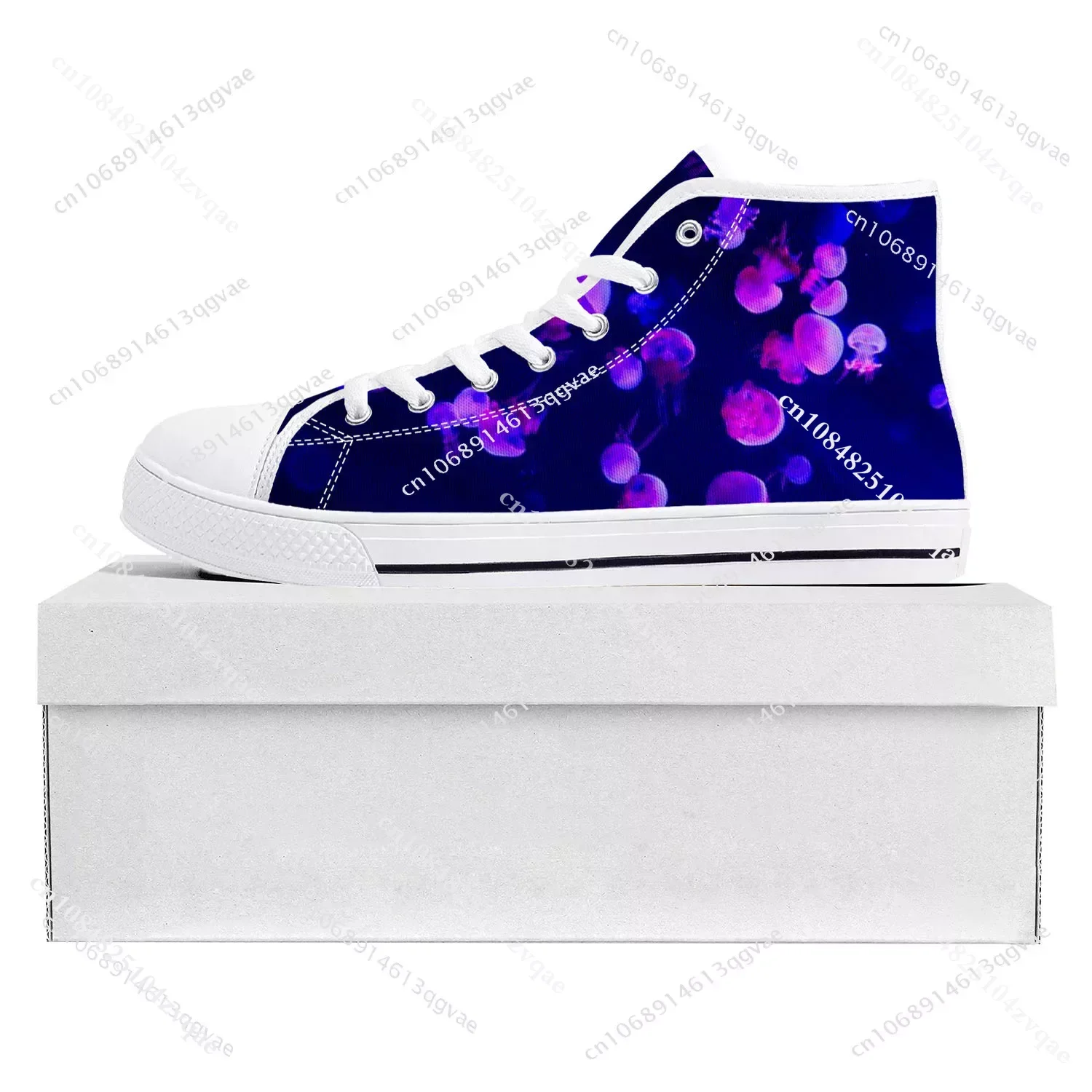 Jellyfish Pattern High Top High Quality Sneakers Mens Womens Teenager Canvas Sneaker Casual Couple Shoes Custom Made Shoe